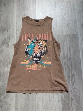 Free Spirit Rock N Roll Tank Top - Brown